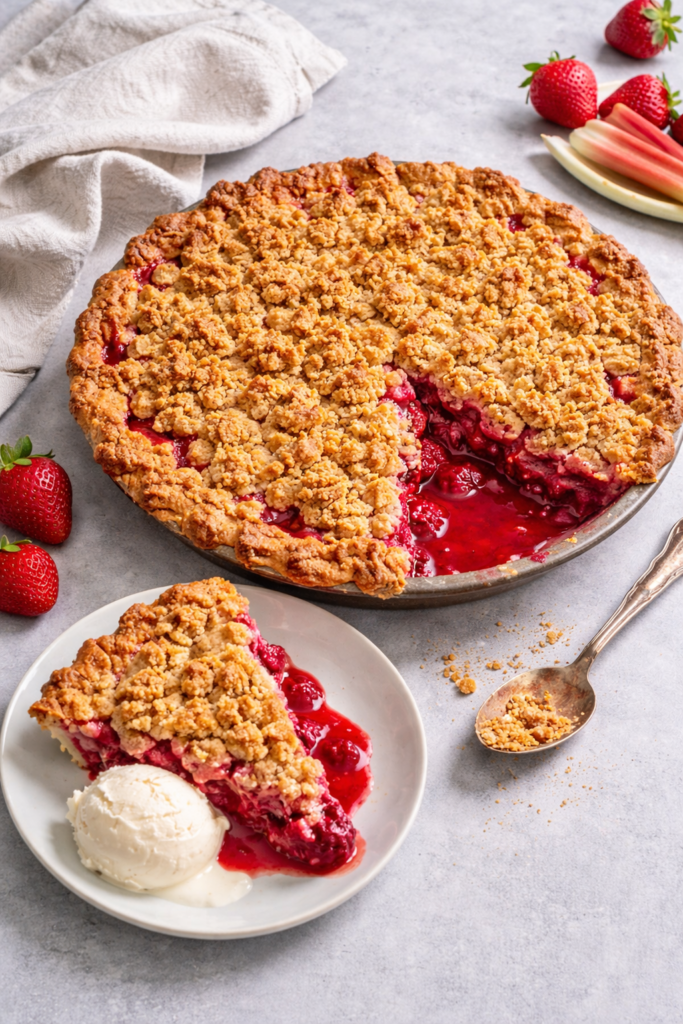 Strawberry Rhubarb Pie With Crumble